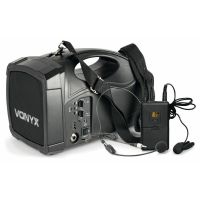 Vonyx ST012- Système amplifié + Système micro-casque et micro-cravate, 30 Watts RMS