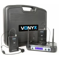 Vonyx WM512H - Système micros station sans fil VHF, 2 x micro casque avec émetteur