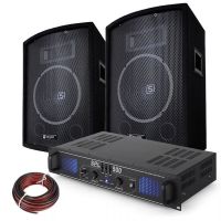 SkyTec DJ Disco - 2 enceintes 10 pouces, amplificateur professionnel et câble, puissance de 500W