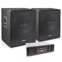 Vonyx 2000W - Kit Sono DJ - Subwoofer avec Amplificateur et Câbles
