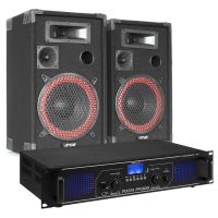MAX212 Kit Sono DJ 5600W avec 4x Haut-Parleurs et Amplificateur Bluetooth