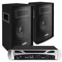 Vonyx DJ 300W Système de Sonorisation avec Ensemble de Haut-Parleurs SL8 et Amplificateur Bluetooth VPA300