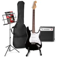 MAX GigKit set de guitare électrique comprenant la musique et le support de guitare - Noir