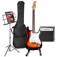 MAX GigKit set de guitare électrique comprenant la musique et le support de guitare - Sunburst