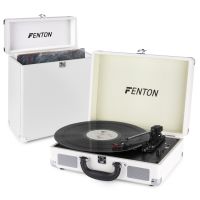 Fenton RP115D Platine vinyle vintage Bluetooth et RC30 Valise pour disques vinyles - Blanc