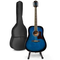 MAX SoloJam Western Starter Set de Guitare Acoustique avec Support de Guitare - Bleu