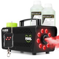 Fuzzix F509L Pack Machine à Fumée 500 Watts avec 9 LEDs RGB, 2L de Liquide - Noir