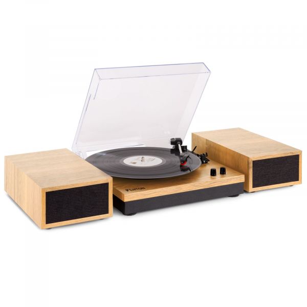 Fenton RP165L Platine Vinyle Bluetooth avec 2 Enceintes - Bois Clair