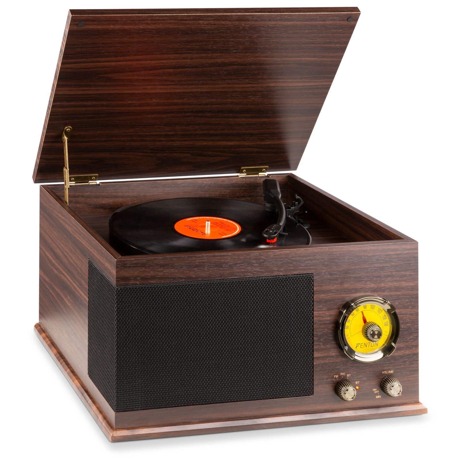Fenton RP173 Platine Vinyle Design Retro Vintage - Bois Foncé