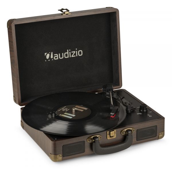 Audizio RP114W - Platine Vinyle Rétro avec Haut-Parleurs Intégrés - Noyer