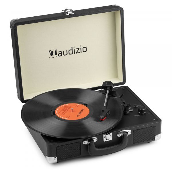 Audizio RP116BK - Platine Vinyle Rétro avec Bluetooth 5.0 IN & OUT, Haut-Parleurs Intégrés - Noire