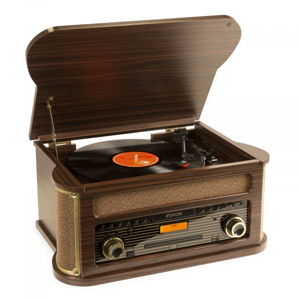 Fenton Memphis Platine Vinyle Bluetooth DAB/FM - Bois Foncé