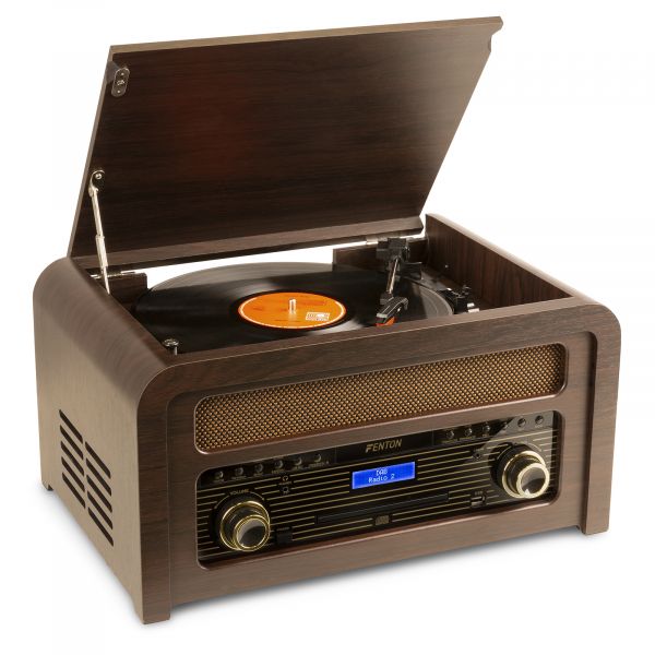 Fenton Nashville Platine Vinyle Bluetooth DAB/FM - Bois foncé