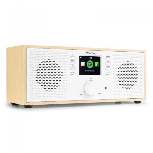 Audizio Rimini Radio Internet WiFi Stéréo avec Bluetooth - Bois/Blanc