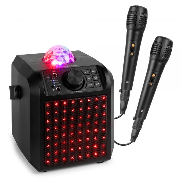 Fenton KAR55B Enceinte Karaoké Enfant Bluetooth avec Façade Lumineuse et Jelly Ball 50 Watts - Noire