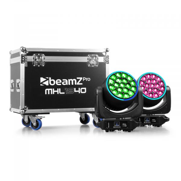 BeamZ Pro MHL1940 - Set de 2 lyres LED Bee Eye avec Zoom dans Flightcase