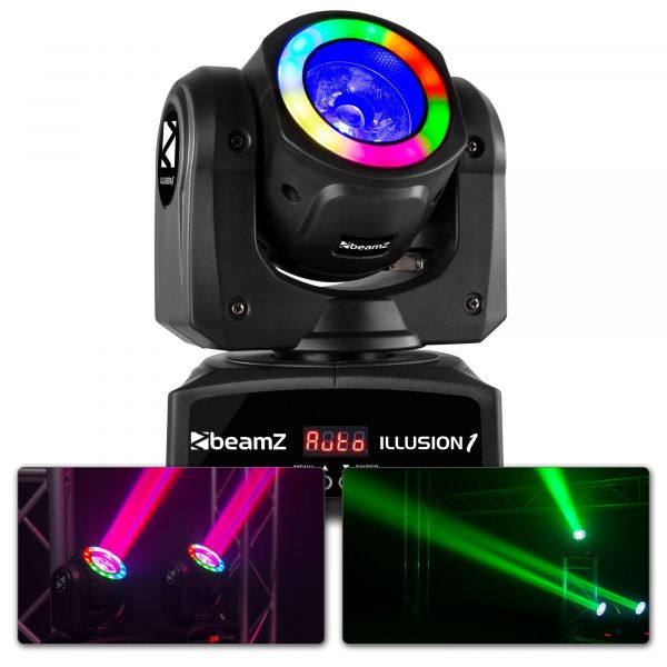 BeamZ Illusion I - Lyre Beam avec Anneau LED 60W, DMX, Couleurs RGBW