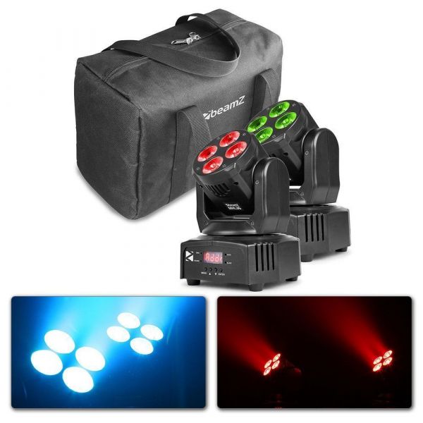 BeamZ Professional MHL36 - Lyres Wash avec Sacoche Souple, 4x LED RGBW, LED 9W, Modes DMX et Stand Alone