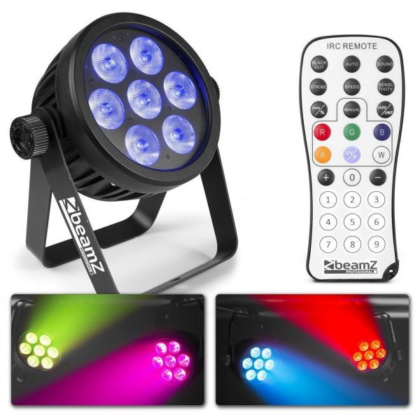 BeamZ Professional BAC500 LED - Projecteur PAR, 7x LED RGBA-UV-CW/WW, Boitier Aluminium avec Télécommande