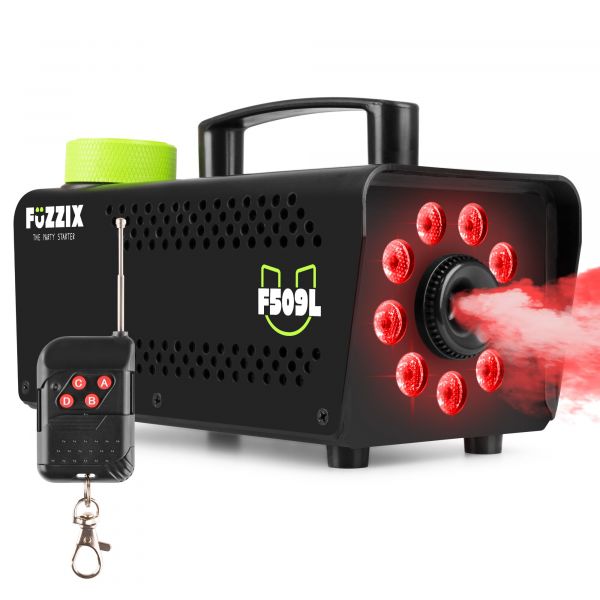 Fuzzix F509L - Machine à Fumée 500 Watts avec 9 LEDs RGB - Noir