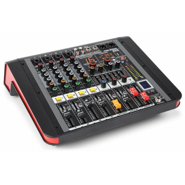 Power Dynamics PDM-M404A - Console de Mixage Amplifiée 4 Canaux, 2x 200W RMS, USB, Bluetooth