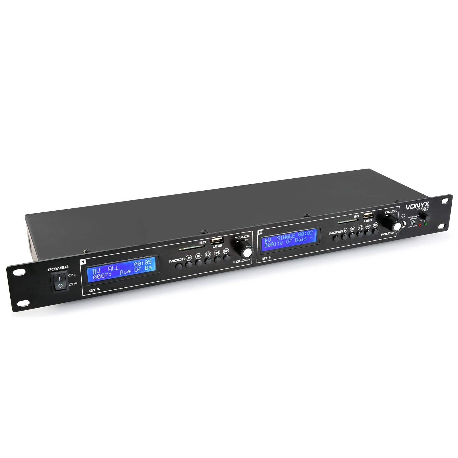 Vonyx VX2USB MK2 Double Lecteur Bluetooth MP3 - Noir