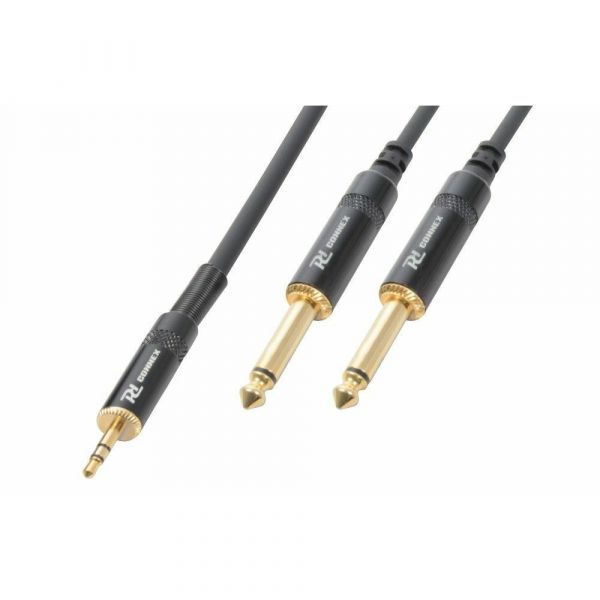 PD Connex Câble Audio Cordon Jack 3,5 Mâle Stéréo/2x Jack 6,35 Mono - 3m