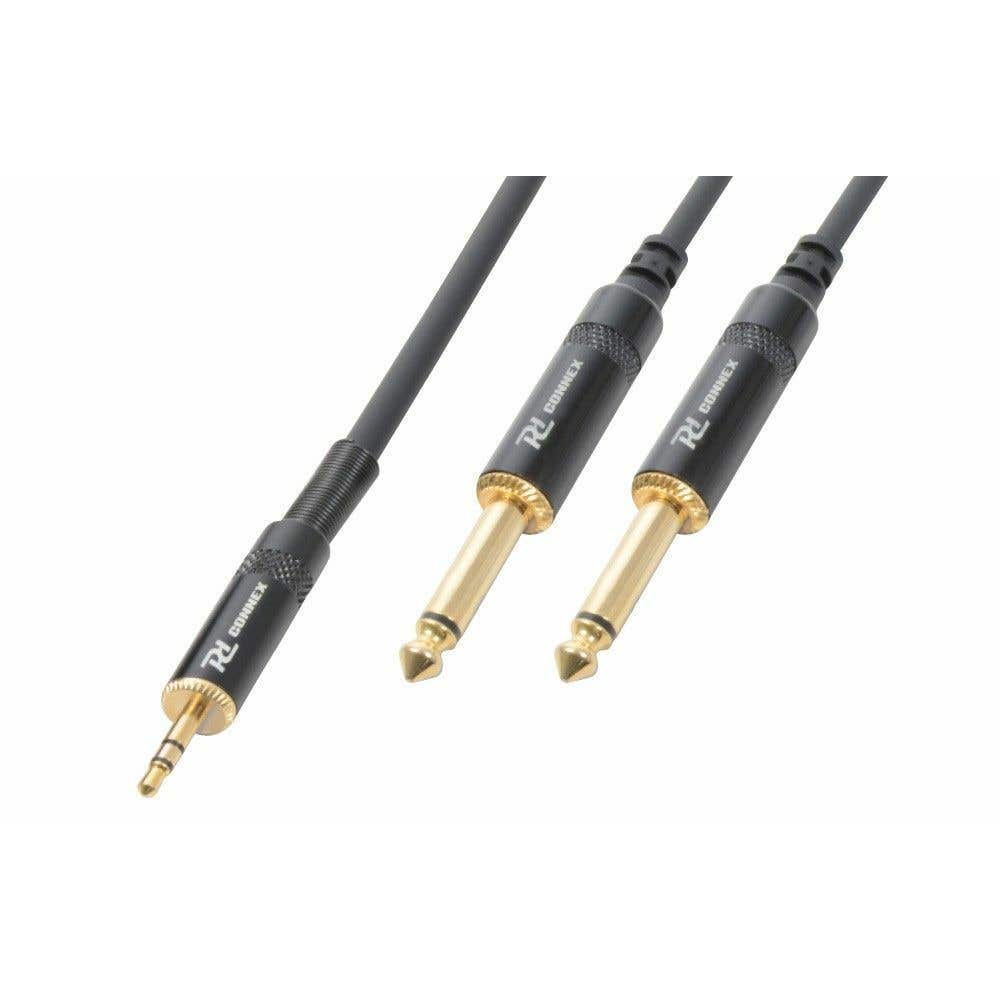 PD Connex Câble Audio Cordon Jack 3,5 Mâle Stéréo/2x Jack 6,35 Mono - 1,5m