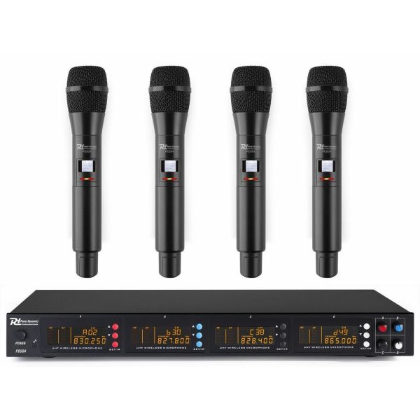 Power Dynamics PD504H - Set 4 Micros sans Fil UHF, Livré dans un Flightcase en Aluminium