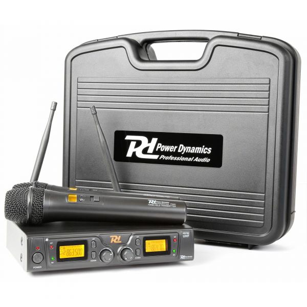 Power Dynamics PD782 - Système Micro sans Fil, UHF 2x 8 Canaux, Affichage LCD avec Valise