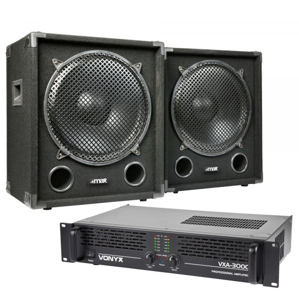 MAX Dark Night 15SUB - Caisson de Basse avec Amplificateur et Câble, Puissance de 2400W