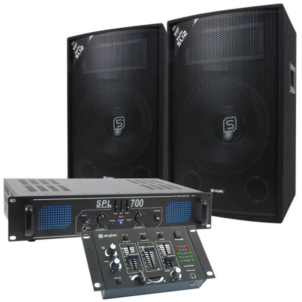 SKYTEC 700W DJ Set avec Haut-Parleurs, Amplificateur et Mixage