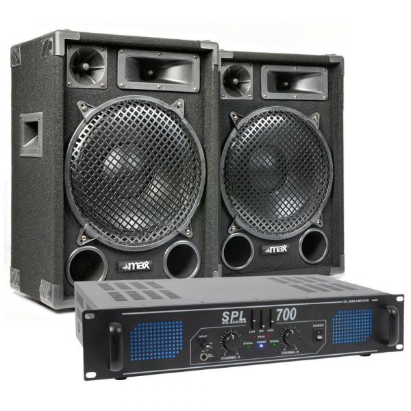 Skytec Kit Complet SPL 700 - Enceintes 700W avec Amplificateur