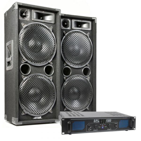 SKYTEC Max212 - Ensemble d'Enceintes 1500W avec Amplificateur