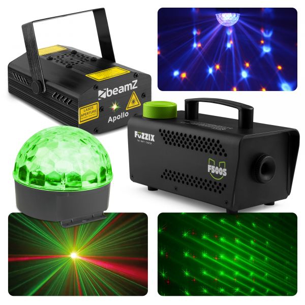 Kit Complet Disco Lumière et Laser Beamz (avec Jelly Ball, Laser et Machine à Fumée)