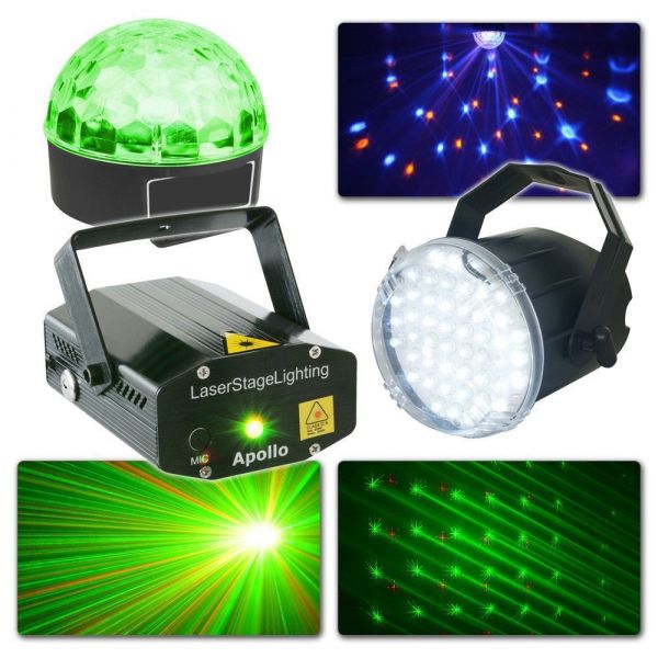 Kit d'Éclairage Complet BeamZ avec Laser, Jeu de Lumière Jelly Ball et Stroboscope