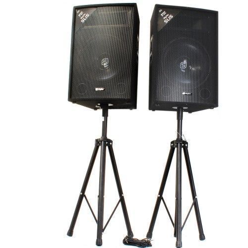 Vonyx Pack Sono - 2x Enceintes 800W, Woofer de 15 Pouces, Set de Pieds d'Enceintes et Sacoche