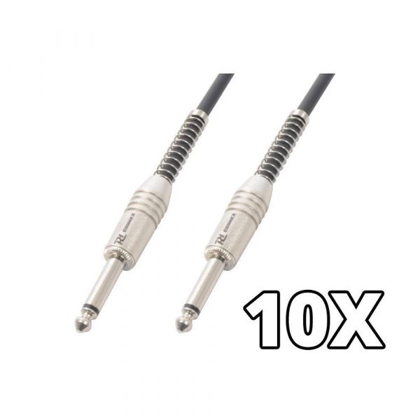 PD Connex Câble Audio Cordon Guitare 10 x 3m Jack 6,35 Mâle Mono/Jack 6,35 Mâle Mono