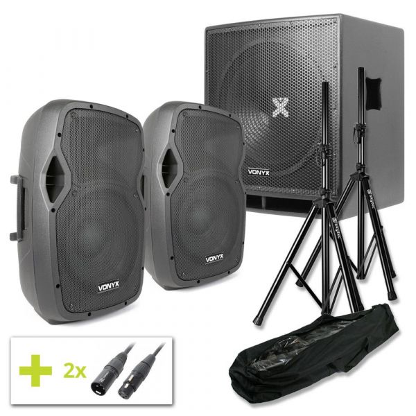 Vonyx Active 2.1 Live Set - Subwoofer Amplifié, 2800 Watts, Enceintes 15