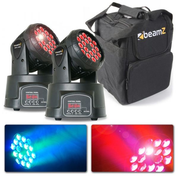 BeamZ - Pack de 2 Lyres LEDs RGB MHL108MK4 avec Sac