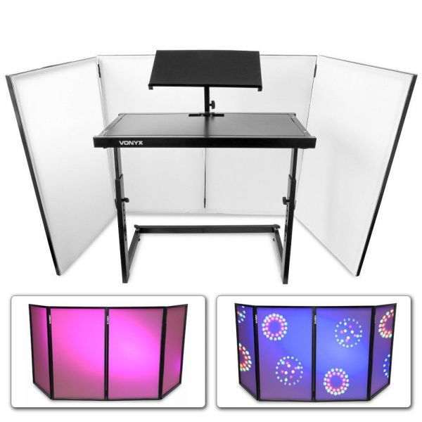 Vonyx Pupitre DJ Booth pour DJ Mobile Mobilier et Écran