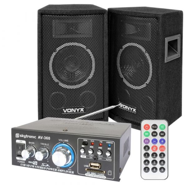 Vonyx Ensemble Complet Enceintes SL6 avec Amplificateur AV-360 et Câbles