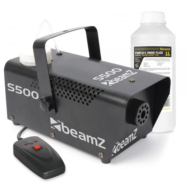 BeamZ S500-P Machine à Fumée en Plastique + 1L de Liquide, 500 Watts