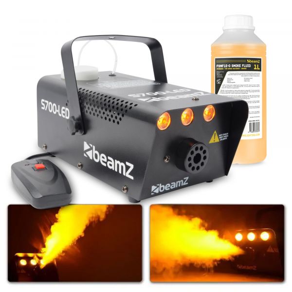 BeamZ S700-LED Ensemble de Machines à Fumée Flamme pour Halloween avec Liquide