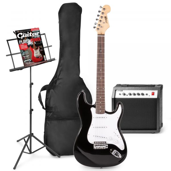 Max GigKit - Guitare Électrique Pack Débutant Ampli 40 Watts et Pupitre - Noire