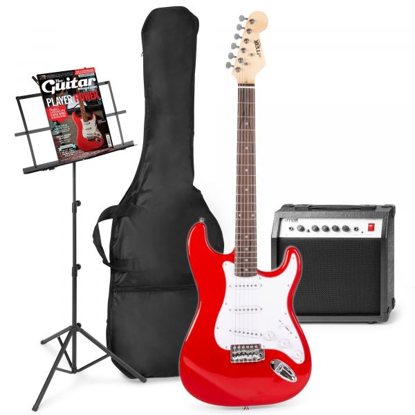 Max GigKit - Guitare Électrique Pack Débutant Ampli 40 Watts et Pupitre - Rouge