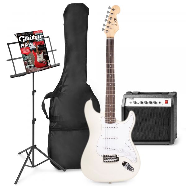 Max GigKit - Guitare Électrique Pack Débutant Ampli 40 Watts et Pupitre - Blanche