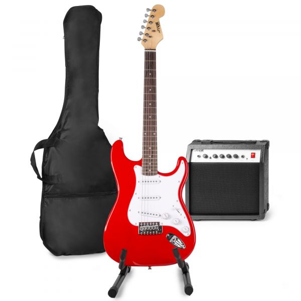 Max GigKit - Guitare Électrique Pack Débutant Ampli 40 Watts et Stand - Rouge