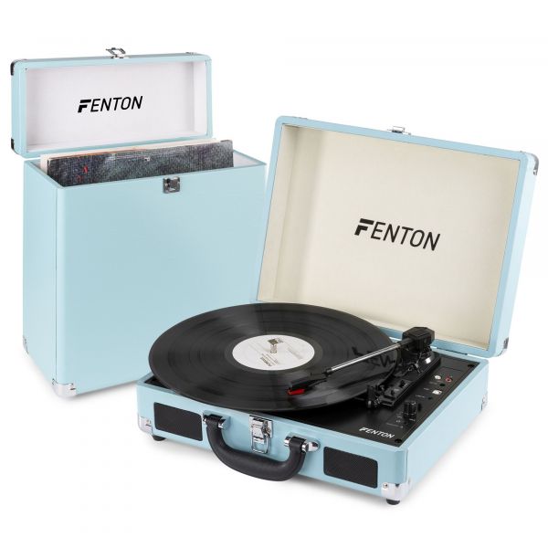 Fenton RP115 Platine Vinyle Vintage Bluetooth et RC30 Valise pour Disques Vinyles - Bleu