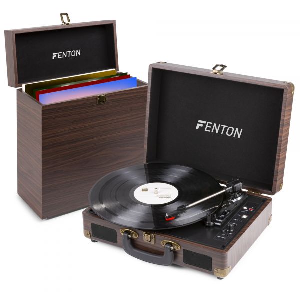 Fenton RP115B Platine Vinyle Vintage Bluetooth et RC30 Valise pour Disques Vinyles - Bois